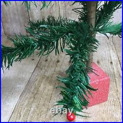 Vintage German Christmas Goose Feather Tree with Red Berries Wood Base 15