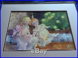 Vintage German Christmas Scene Watercolor Dolls Tree Candle Doll House Victorian