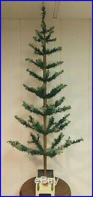 Vintage German Goose Feather Christmas Tree 53 2 Toned Green Branches Berries