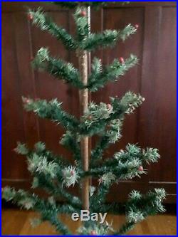 Vintage German Goose Feather Christmas Tree 53 2 Toned Green Branches Berries