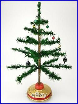 Vintage German Musical Rotating Christmas Tree Stand With Feather Tree ca1940