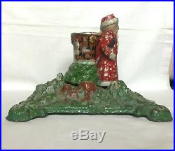 Vintage German Santa Christmas Tree Stand Cast Iron