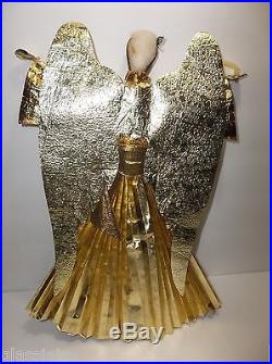 Vintage German WAX ANGEL Christmas Tree Topper 14 GOLD FOIL GOWN
