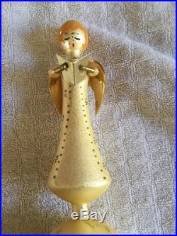 Vintage Germany Blown Glass Angel Christmas Tree Topper Ornament