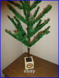 Vintage Germany Us Zone Christmas Feather Red Berries tree 1940's-50's 46? Tall