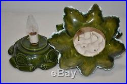 Vintage Gilbert W Oliver Porcelain CHRISTMAS TREE Green Light Table Lamp Made US