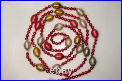 Vintage Glass BUMPY Large Bead Christmas Ornament Feather Tree 85 Garland Japan