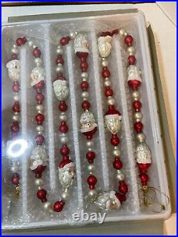 Vintage Glass Christmas Tree Garland Santa Claus 2 set