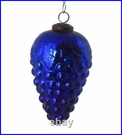 Vintage Glass Kugel Gorgeous Christmas Tree Ball Grape Shape X-Mas Large, Blue