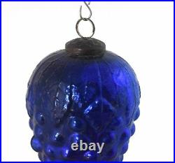 Vintage Glass Kugel Gorgeous Christmas Tree Ball Grape Shape X-Mas Large, Blue