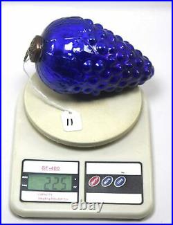 Vintage Glass Kugel Gorgeous Christmas Tree Ball Grape Shape X-Mas Large, Blue