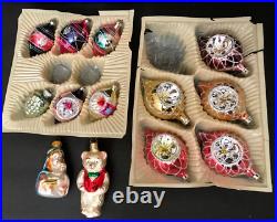 Vintage Glass Ornaments Christmas Tree Bear Madonna Lot 13 Mixture
