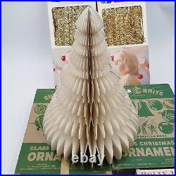 Vintage Glass Shiny Brite Christmas Ornaments NOS Tinsel Tree String lights