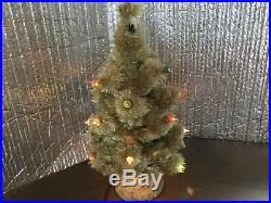 Vintage Glolite Visca 15.5 Light Up Table Top Plaster Base Christmas Tree Works