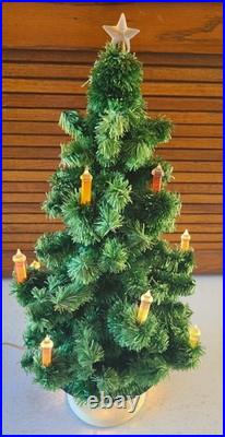 Vintage Glolite Visca Christmas Tree Original Tin Bottom Chalkware Base Works