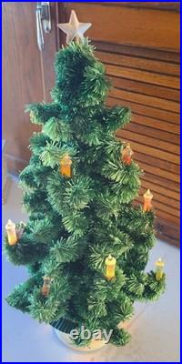 Vintage Glolite Visca Christmas Tree Original Tin Bottom Chalkware Base Works Vintage Glolite Visca Christmas Tree Original Tin Bottom Chalkware Base Works