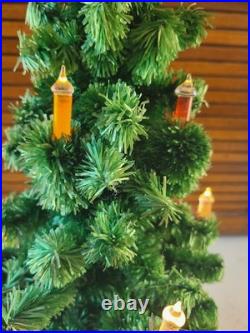 Vintage Glolite Visca Christmas Tree Original Tin Bottom Chalkware Base Works