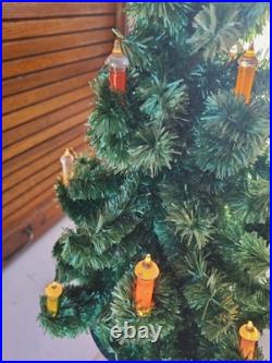 Vintage Glolite Visca Christmas Tree Original Tin Bottom Chalkware Base Works Vintage Glolite Visca Christmas Tree Original Tin Bottom Chalkware Base Works