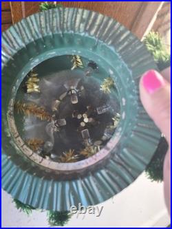 Vintage Glolite Visca Christmas Tree Original Tin Bottom Chalkware Base Works