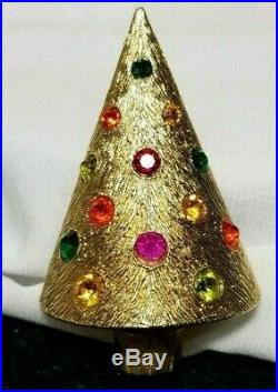 Vintage Gold Rare CoroCraft Christmas Tree Light Up Pin with Original Box