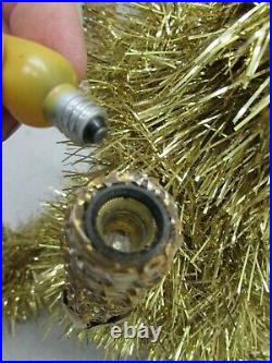 Vintage Gold Sparkling Tinsel Christmas Tree Topper Lighted Candelabra MCM