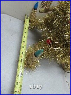 Vintage Gold Sparkling Tinsel Christmas Tree Topper Lighted Candelabra MCM