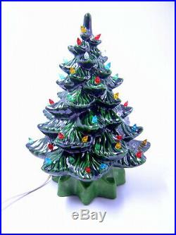 Vintage Green 13 Ceramic Lighted Christmas Tree WORKS