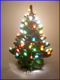 Vintage Green 13 Ceramic Lighted Christmas Tree WORKS