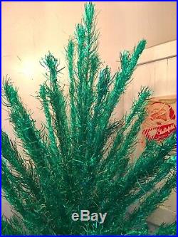 Vintage Green Blue Holi-Gay Aluminum Christmas Tree 165 Branches 7ft Midcentury