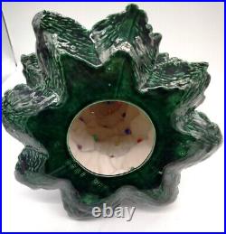 Vintage Green Ceramic Christmas Tree Lighted (all works) 17 with Holly Base USA