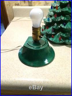 Vintage Green Ceramic Christmas Tree with Dove Lights and Base 17