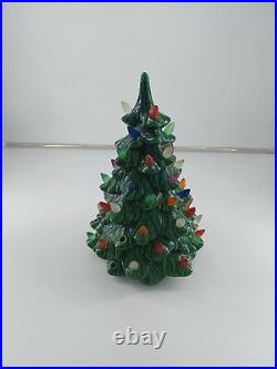 Vintage Green Ceramic Light Up Christmas Tree 10 Holland Mold Decoration READ
