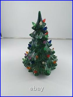 Vintage Green Ceramic Light Up Christmas Tree 10 Holland Mold Decoration READ