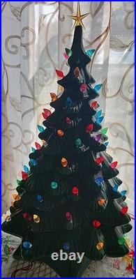 Vintage Green Ceramic Lighted Christmas Tree Holland Mold Co