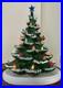 Vintage Green Ceramic Multicolor Light Up Flocked Christmas Tree Lamp 16