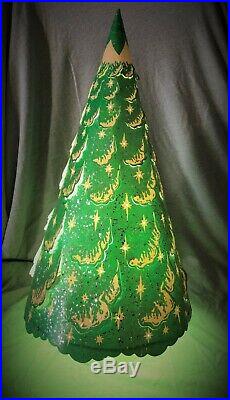 Vintage Green Econolite Merrie Merrie Roto-Vue Christmas Tree Motion Lamp With Box