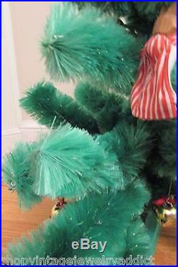 Vintage Green Feather tree Kirks Color Floss 2' Christmas Tree Mid century