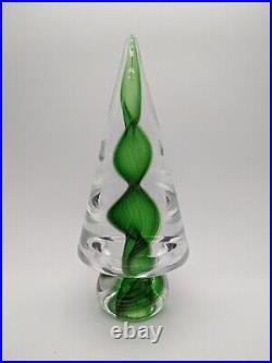 Vintage Green Gold Twist Swirl Swirl Glass Christmas Tree 8 Tall