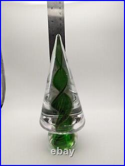 Vintage Green Gold Twist Swirl Swirl Glass Christmas Tree 8 Tall