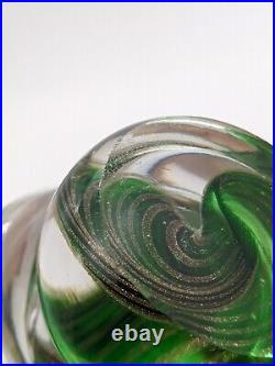 Vintage Green Gold Twist Swirl Swirl Glass Christmas Tree 8 Tall