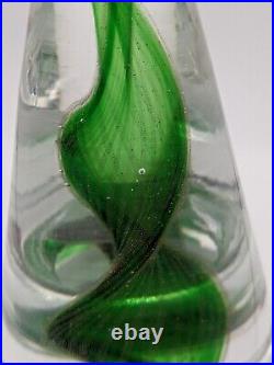 Vintage Green Gold Twist Swirl Swirl Glass Christmas Tree 8 Tall