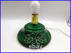 Vintage Green Hand Made 16 Ceramic Lighted Christmas Tree Angel Top NICE