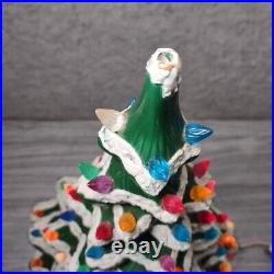 Vintage Green Holland Mold Ceramic Christmas Tree 19 with Star Base