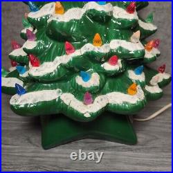 Vintage Green Holland Mold Ceramic Christmas Tree 19 with Star Base