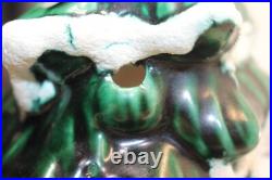 Vintage Green Holland Mold Ceramic Christmas Tree 20 Star Base Snow Tipped GUC
