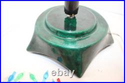 Vintage Green Holland Mold Ceramic Christmas Tree 20 Star Base Snow Tipped GUC