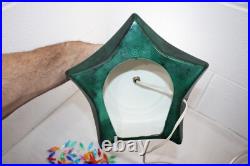 Vintage Green Holland Mold Ceramic Christmas Tree 20 Star Base Snow Tipped GUC