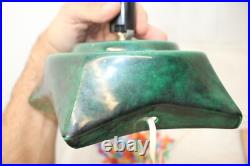 Vintage Green Holland Mold Ceramic Christmas Tree 20 Star Base Snow Tipped GUC