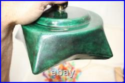 Vintage Green Holland Mold Ceramic Christmas Tree 20 Star Base Snow Tipped GUC