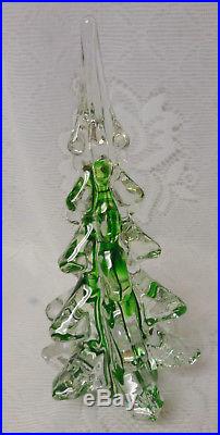 Vintage Green Ribbon Swirl Crystal Solid Art Glass Christmas Tree